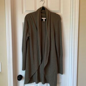 Leith Long Open  Front Roll Collar‎ Cardigan Sweater - Army Green - Size Small